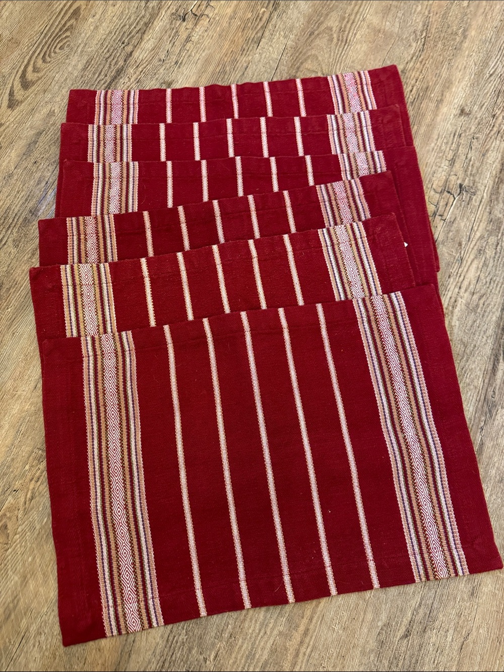 Pier 1 Red and Cream Striped Placemats - Set of 6